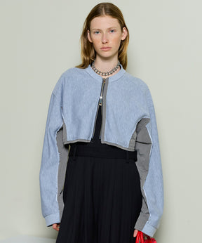 Different Material Docking Sweat Cardigan