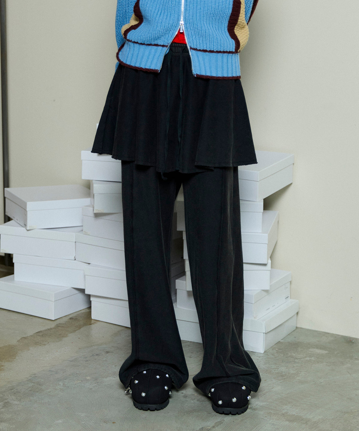 Flared Skirt Layered Sweatpants