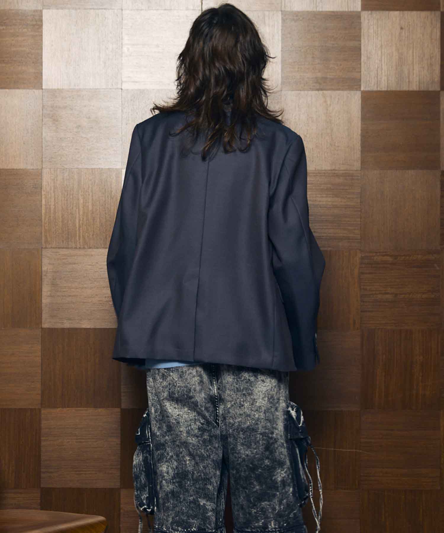 4 색 샹 브레이 세탁 가능한 양모 피크 라펠 더블 가슴 재킷