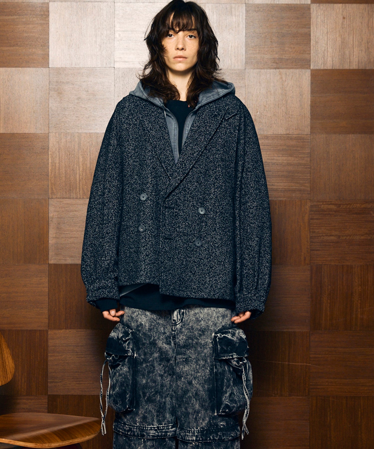 【Italian Dead Stock Fabric】Prime-Over Curved Pocket Jacket