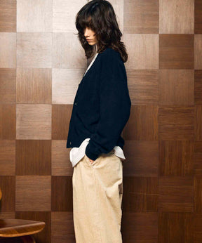 Super140 Brushed Extra Fine Merino Wool V-neck Cardigan