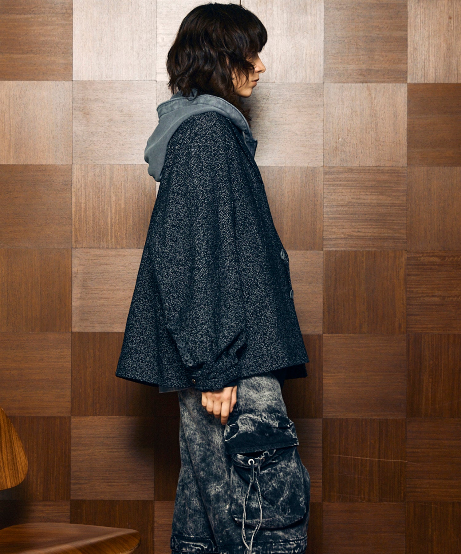 【Italian Dead Stock Fabric】Prime-Over Curved Pocket Jacket