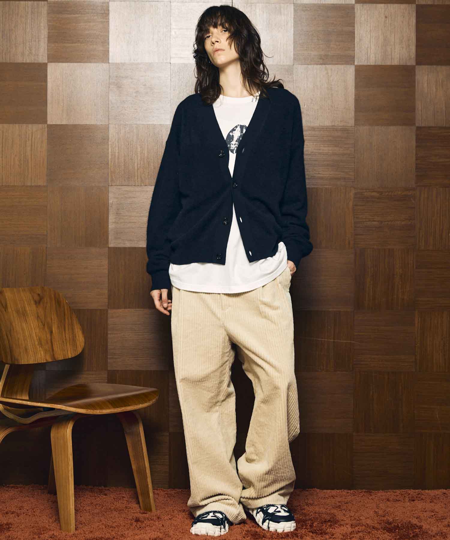 Super140 Brushed Extra Fine Merino Wool V-neck Cardigan