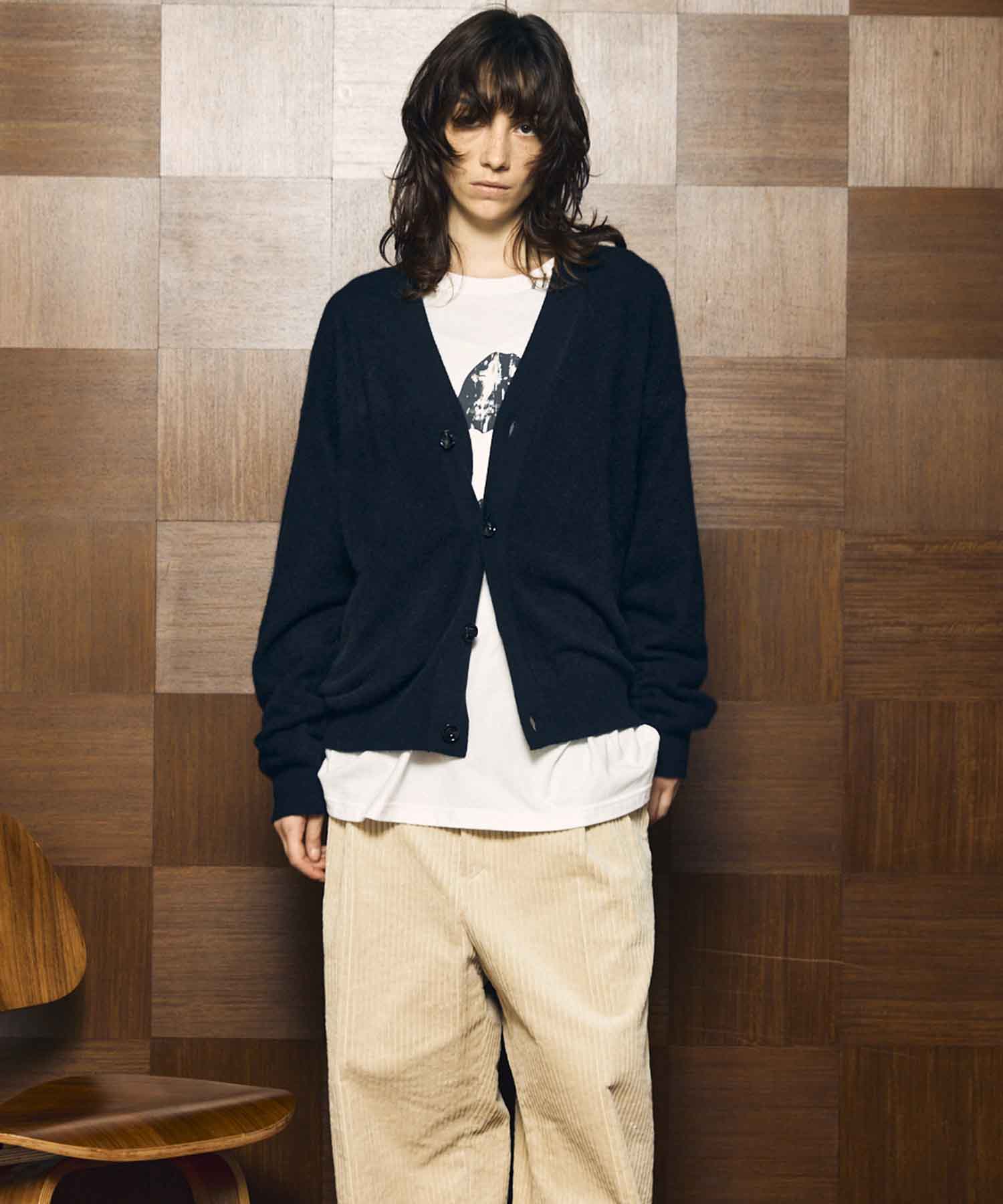 Super140 Brushed Extra Fine Merino Wool V-neck Cardigan