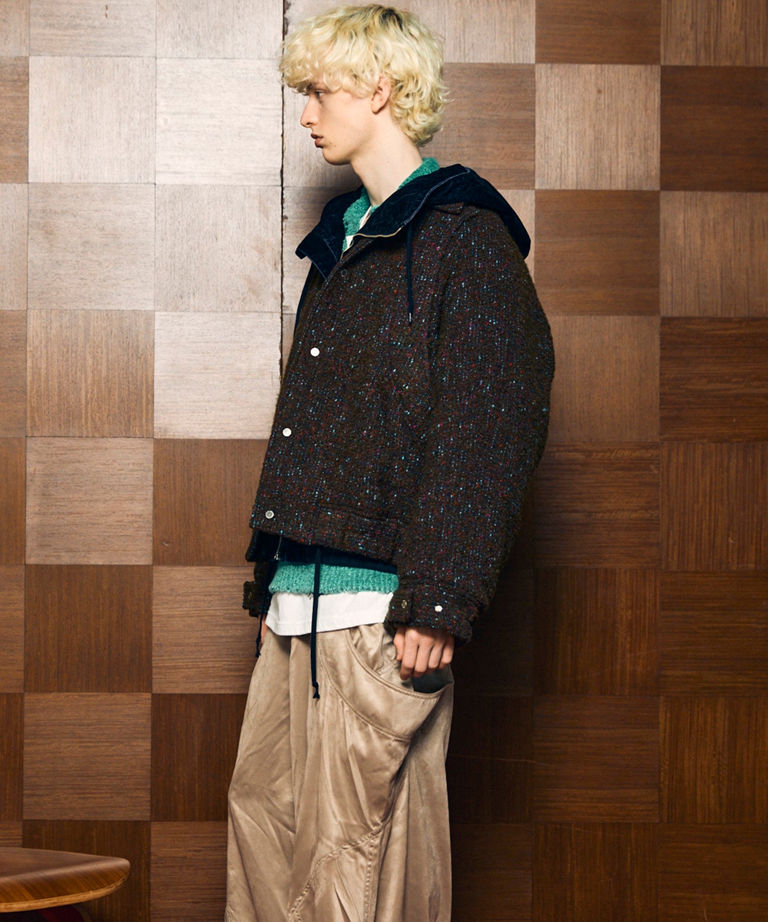 【Italian Dead Stock Fabric】Prime-Over Curved Pocket Blouson