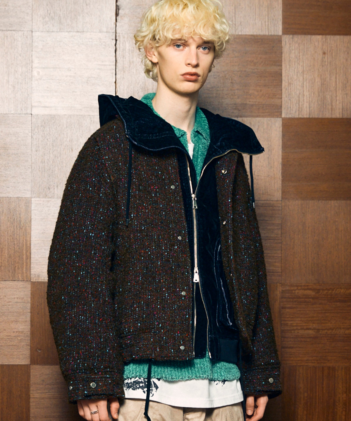 【Italian Dead Stock Fabric】Prime-Over Curved Pocket Blouson