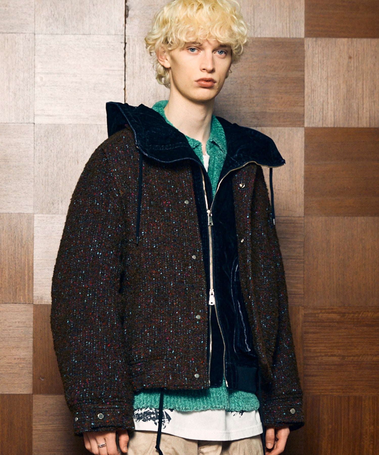 【Italian Dead Stock Fabric】Prime-Over Curved Pocket Blouson