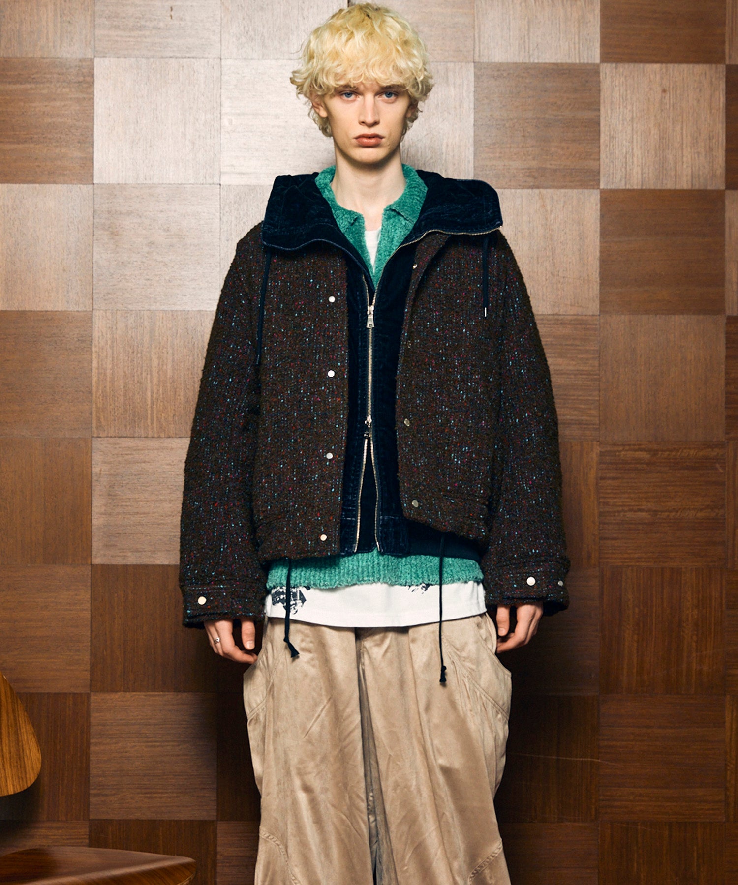 【Italian Dead Stock Fabric】Prime-Over Curved Pocket Blouson