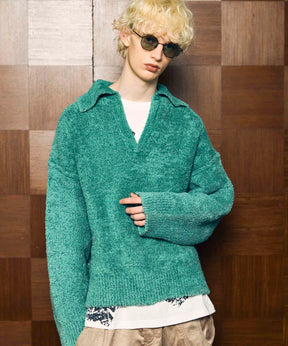 Gradation Short Length Prime-Over V-Neck Knit Pullover