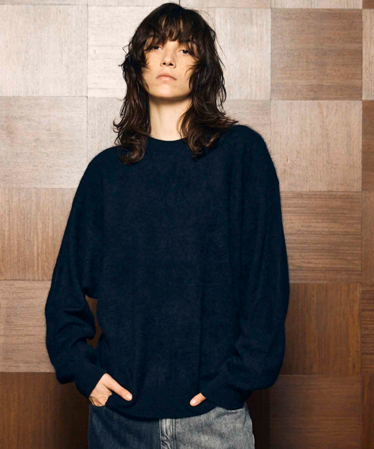 Super140 Brushed Extra Fine Merino Wool Crew Neck Knit