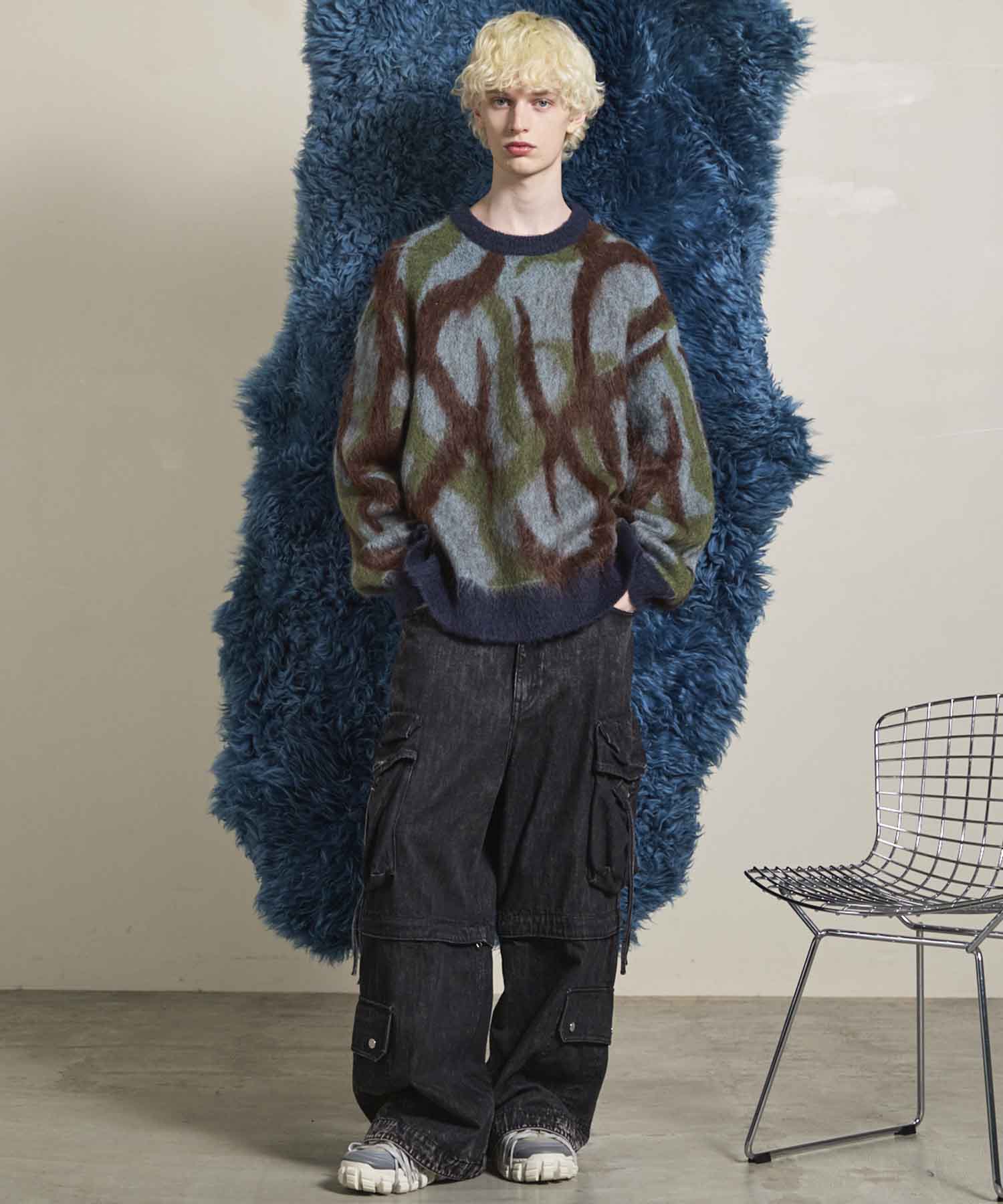 25AW PRE-ORDER】Tribal Pattern Mohair Shaggy Prime-Over Knit