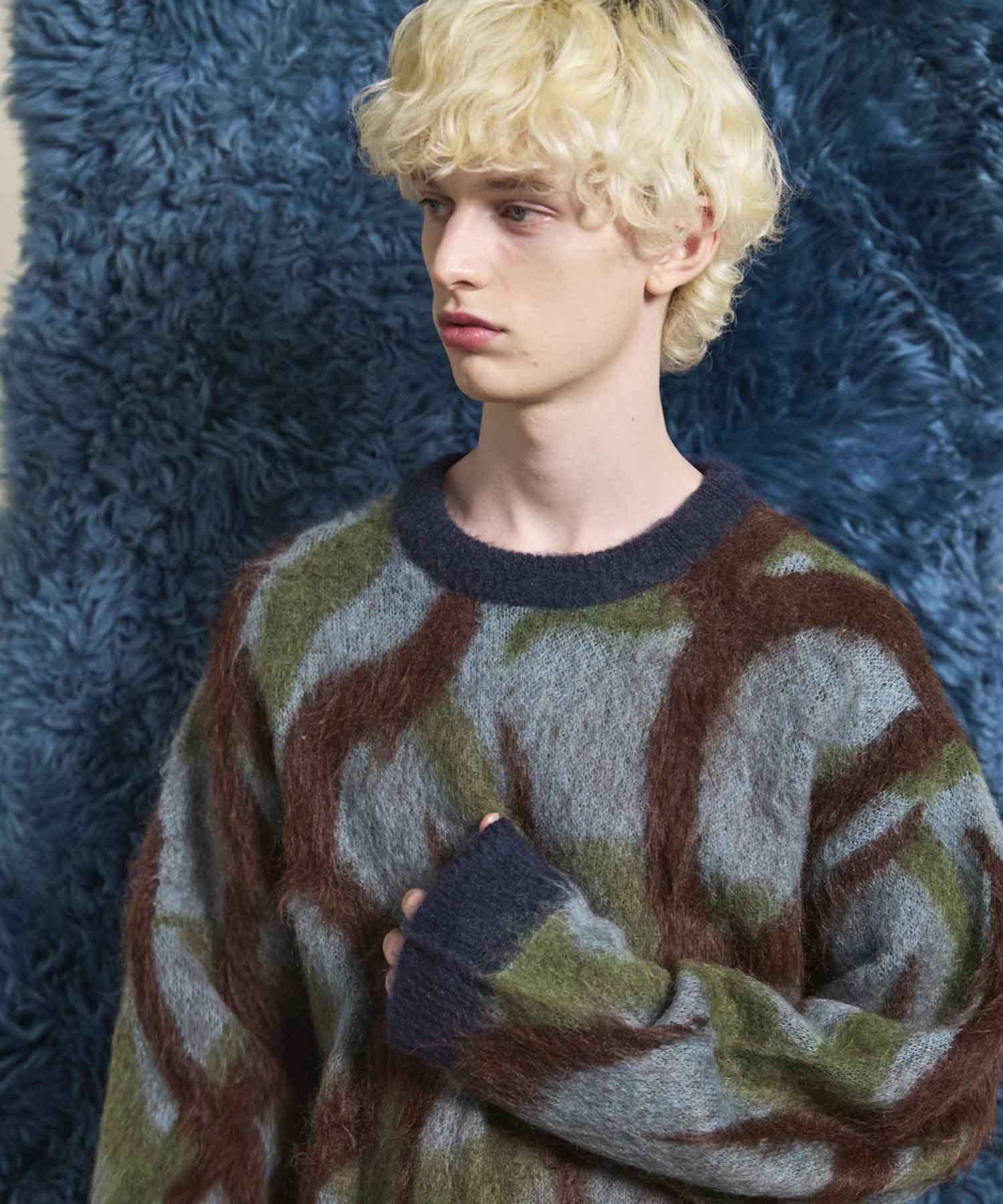 25AW PRE-ORDER】Tribal Pattern Mohair Shaggy Prime-Over Knit