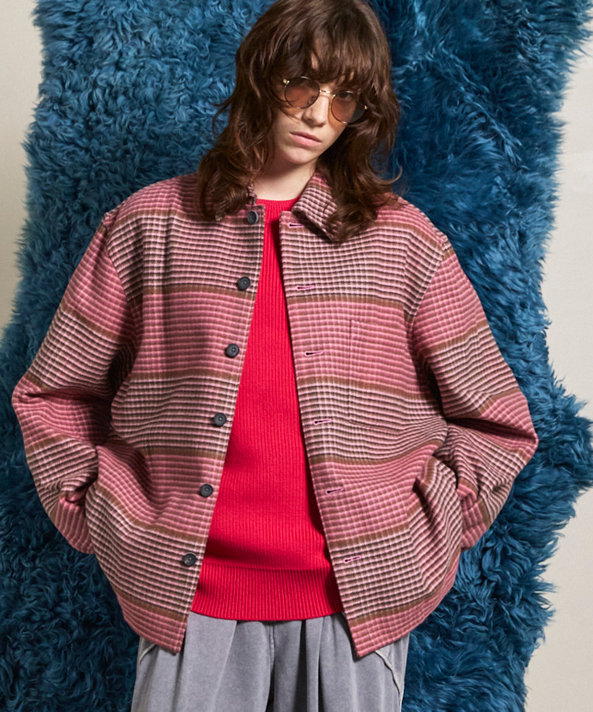 【Italian Dead Stock Fabric】Prime-Over Regular Collar Heavy-Weight Flannel Shirt