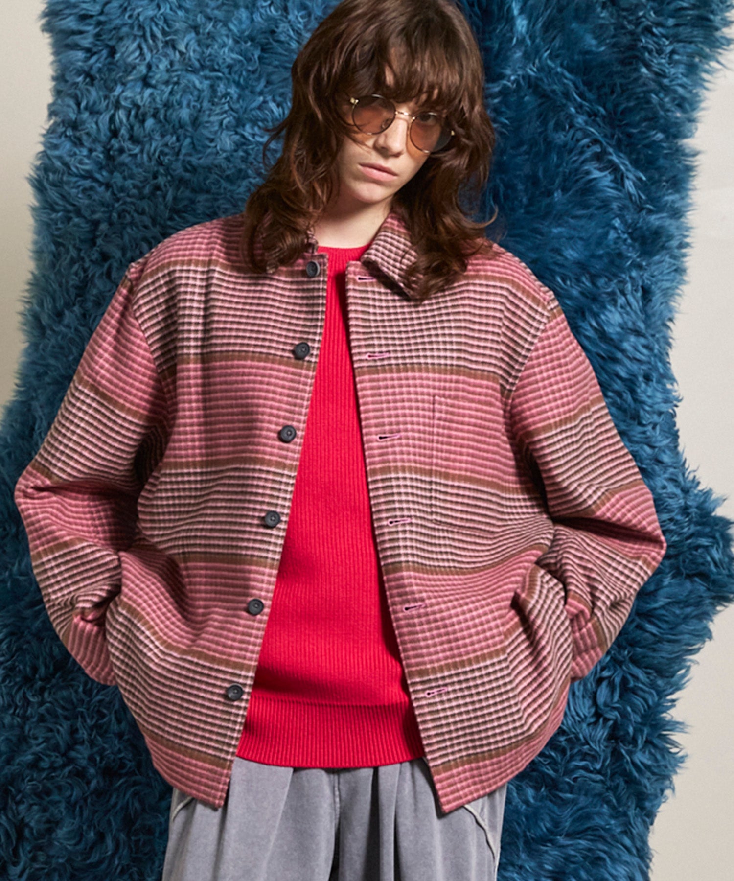 【Italian Dead Stock Fabric】Prime-Over Regular Collar Heavy-Weight Flannel Shirt