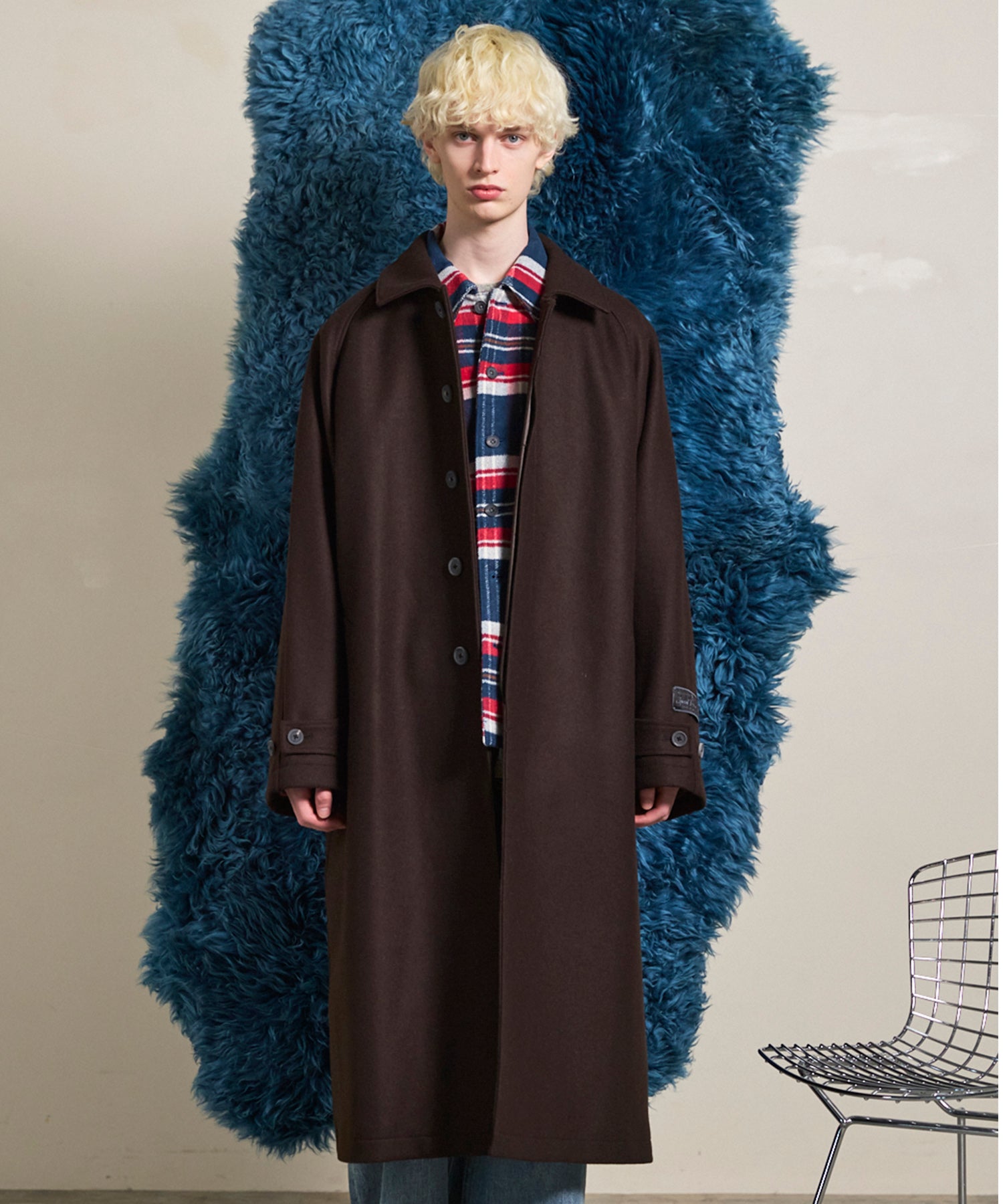 Super140s Prime-Over Melton Balmachan Coat