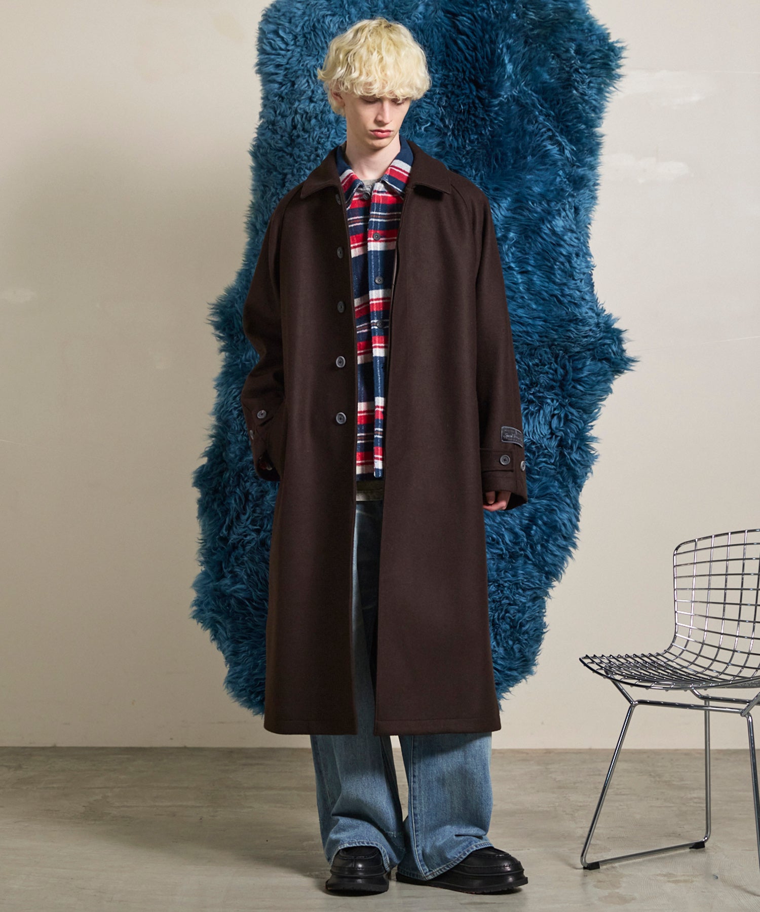 エ*ル様 1724 MAISON SPECIAL SUPER140Sダブルオーバ Super140s Prime-Over Melton Balmachan Coat