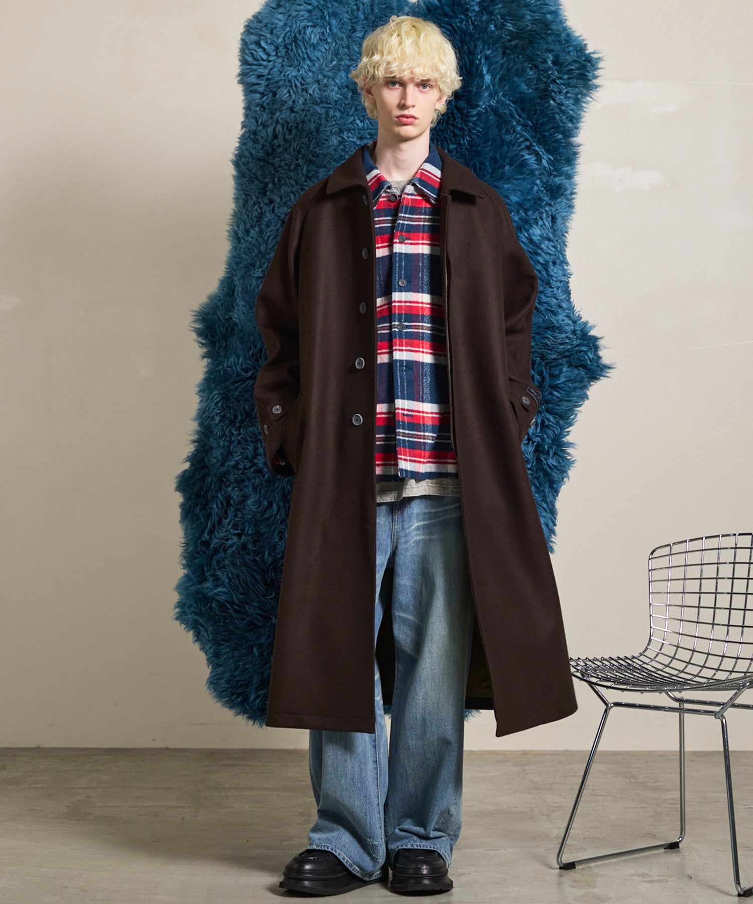 【Italian Dead Stock Fabric】Prime-Over Regular Collar Heavy-Weight Flannel Shirt