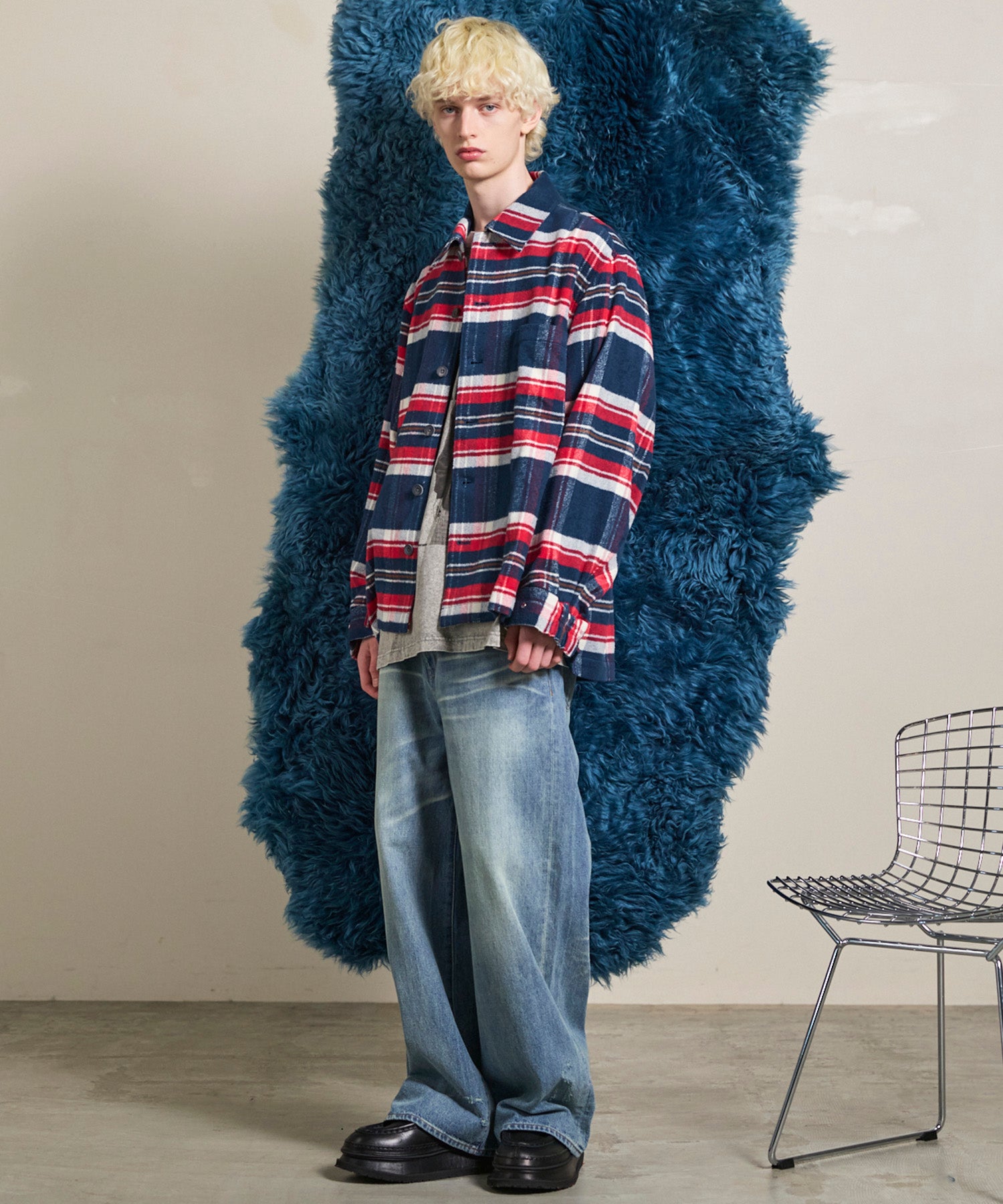 【Italian Dead Stock Fabric】Prime-Over Regular Collar Heavy-Weight Flannel Shirt