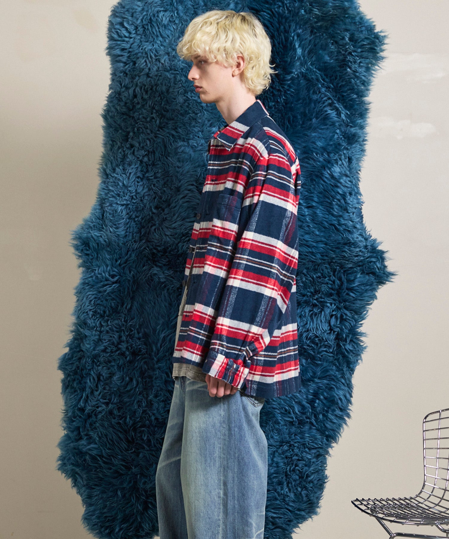 【Italian Dead Stock Fabric】Prime-Over Regular Collar Heavy-Weight Flannel Shirt