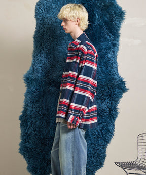 【Italian Dead Stock Fabric】Prime-Over Regular Collar Heavy-Weight Flannel Shirt