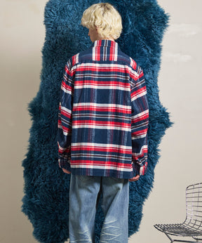 【Italian Dead Stock Fabric】Prime-Over Regular Collar Heavy-Weight Flannel Shirt