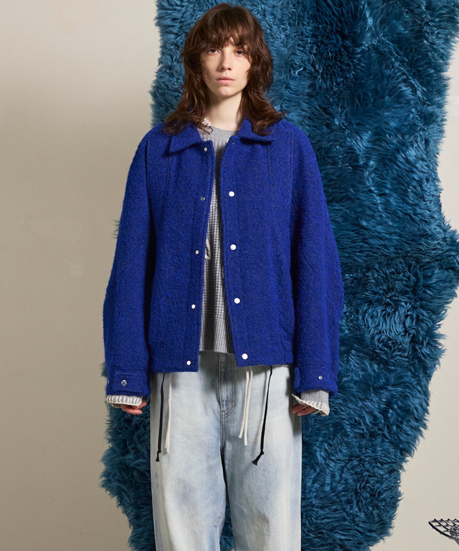 【Italian Dead Stock Fabric】Prime-Over Curved Pocket Blouson