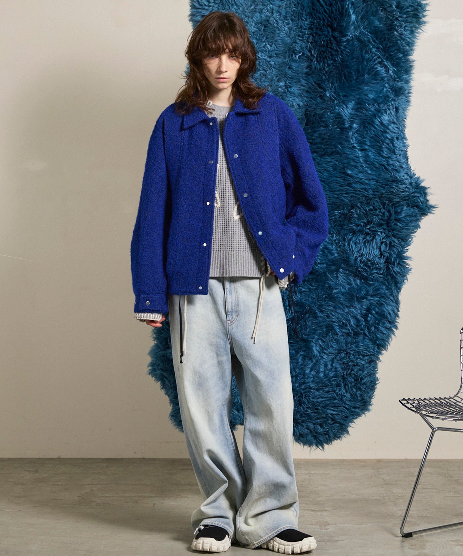 【Italian Dead Stock Fabric】Prime-Over Curved Pocket Blouson