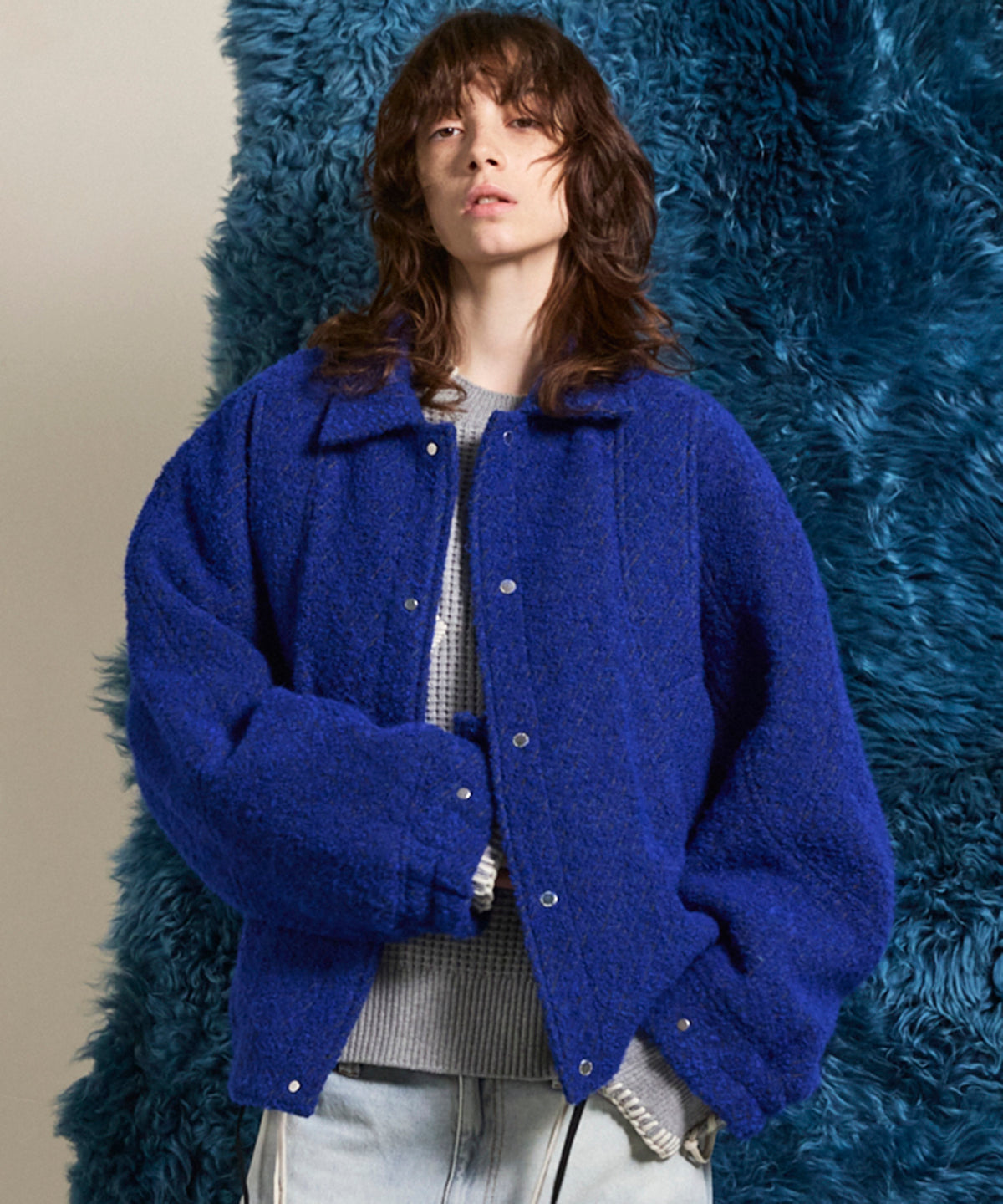 【Italian Dead Stock Fabric】Prime-Over Curved Pocket Blouson