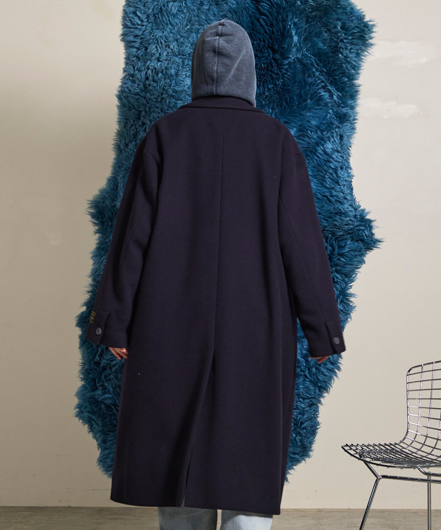 STONE  コート ジャケット フェード M ネイビー Super170s Prime-Over Melton Chesterfield Coat