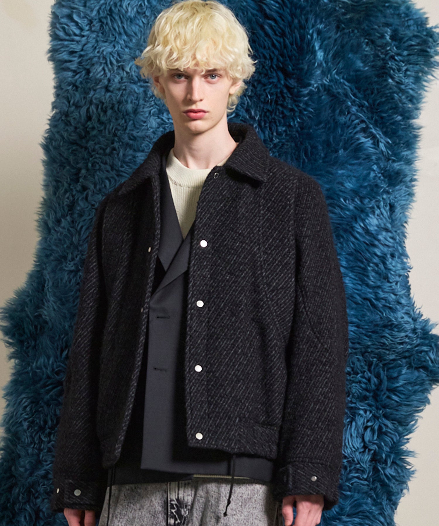 【Italian Dead Stock Fabric】Prime-Over Curved Pocket Blouson