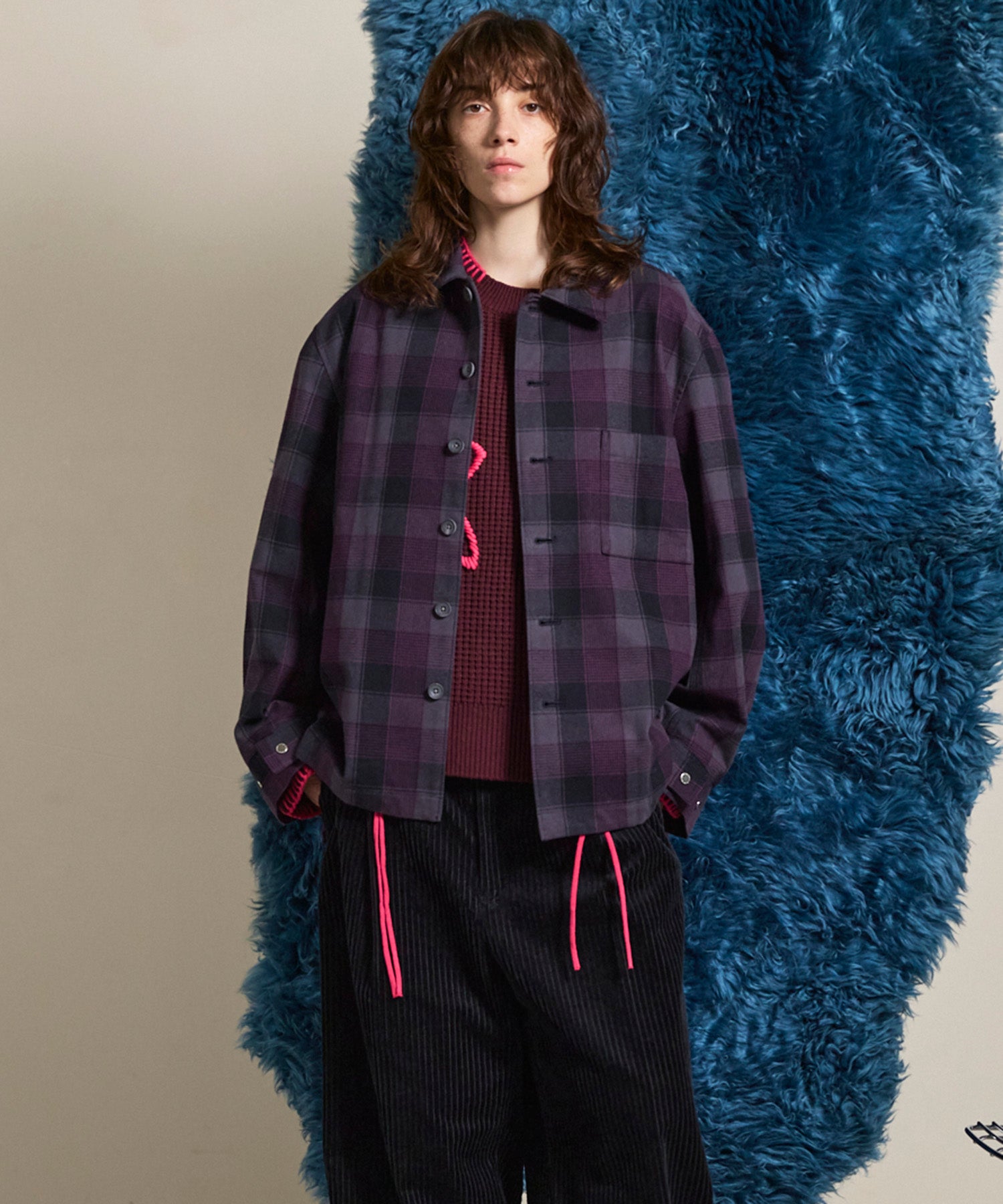 【Italian Dead Stock Fabric】Prime-Over Regular Collar Heavy-Weight Flannel Shirt