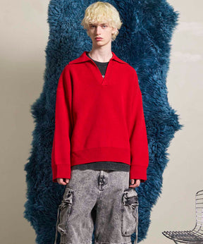 Gradation Short Length Prime-Over V-Neck Knit Pullover