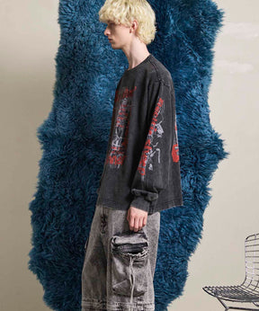 Artist Graphical Embroidery Prime-Over Crew Neck Long Sleeve T-Shirt