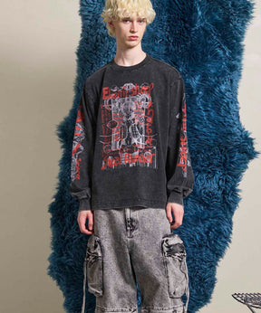 Artist Graphical Embroidery Prime-Over Crew Neck Long Sleeve T-Shirt