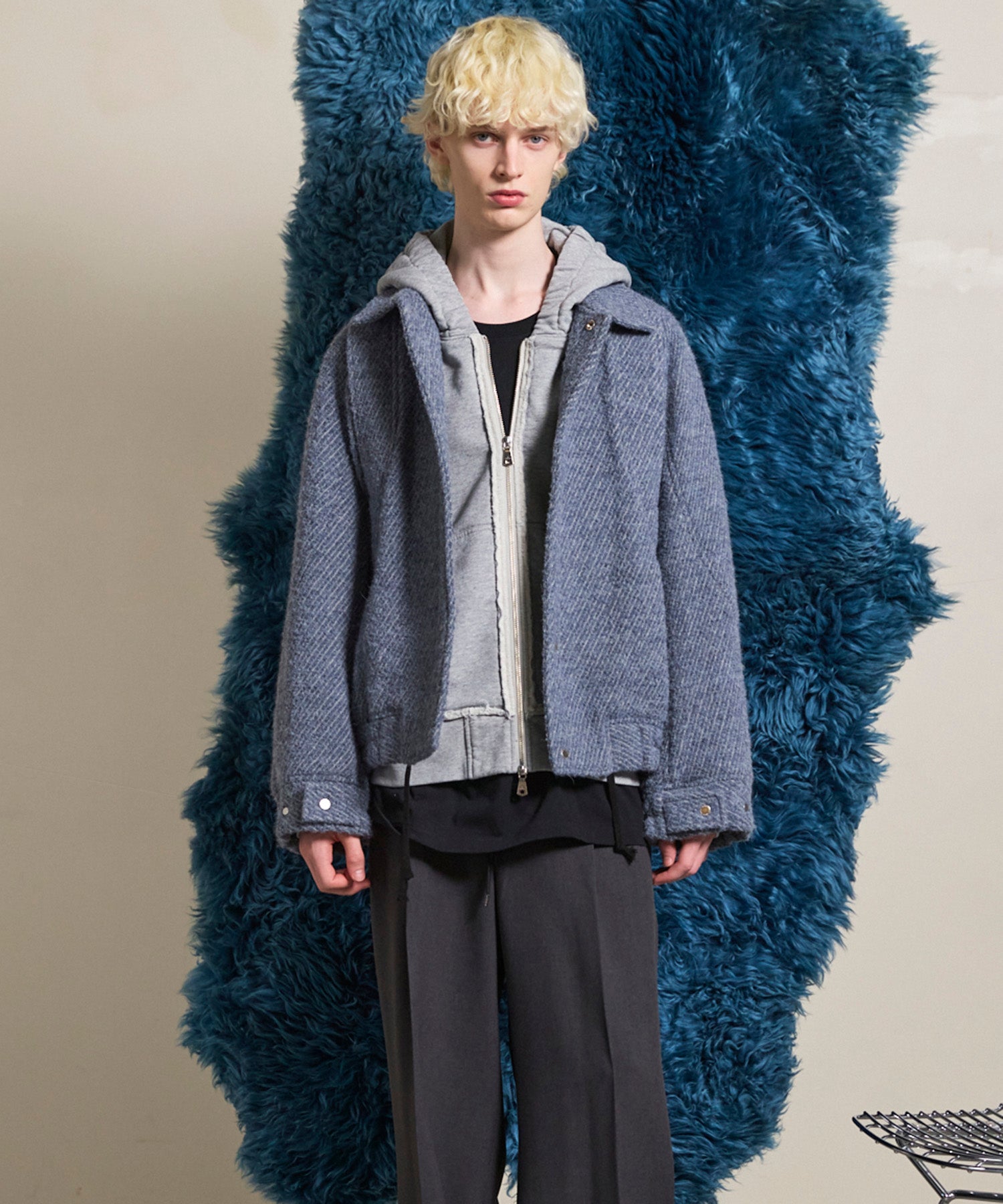 【Italian Dead Stock Fabric】Prime-Over Curved Pocket Blouson