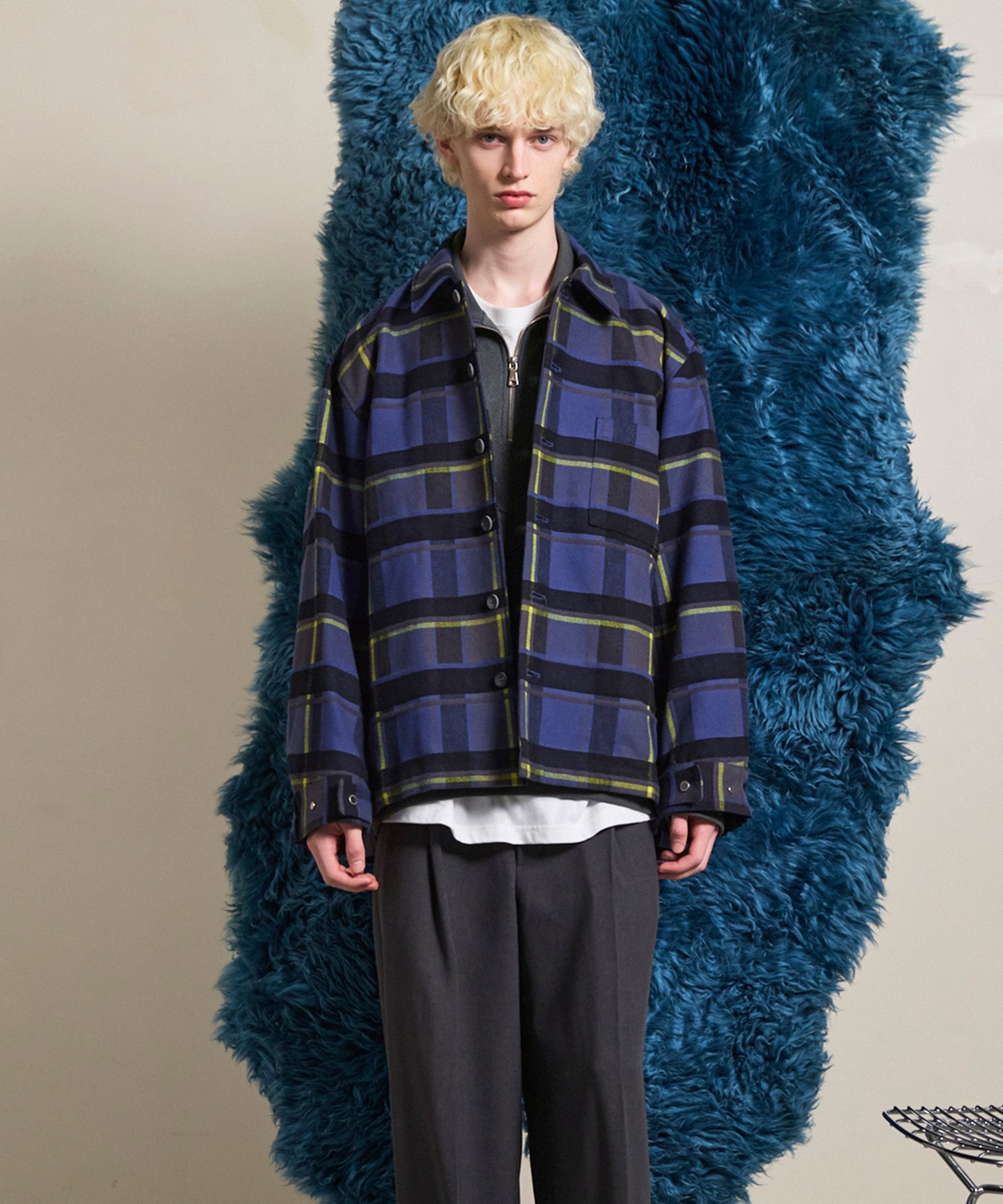 【Italian Dead Stock Fabric】Prime-Over Regular Collar Heavy-Weight Flannel Shirt