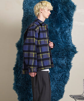 【Italian Dead Stock Fabric】Prime-Over Regular Collar Heavy-Weight Flannel Shirt