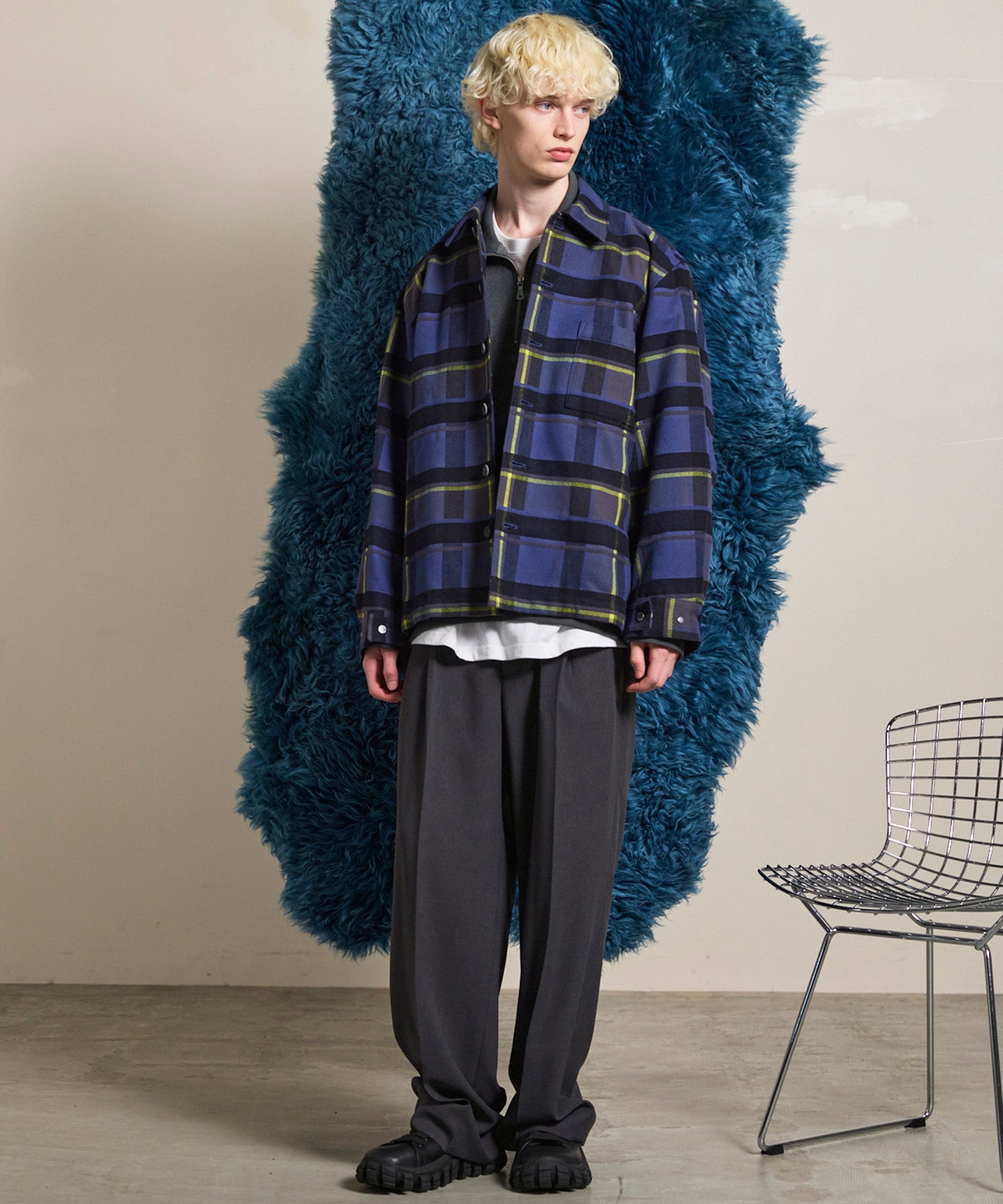 【Italian Dead Stock Fabric】Prime-Over Regular Collar Heavy-Weight Flannel Shirt