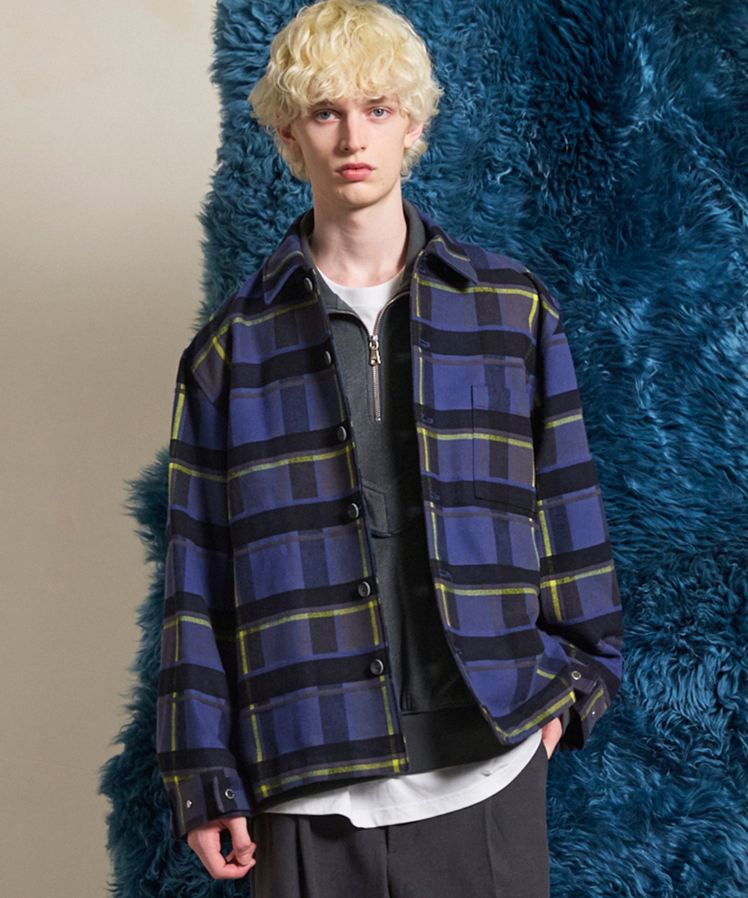 【Italian Dead Stock Fabric】Prime-Over Regular Collar Heavy-Weight Flannel Shirt