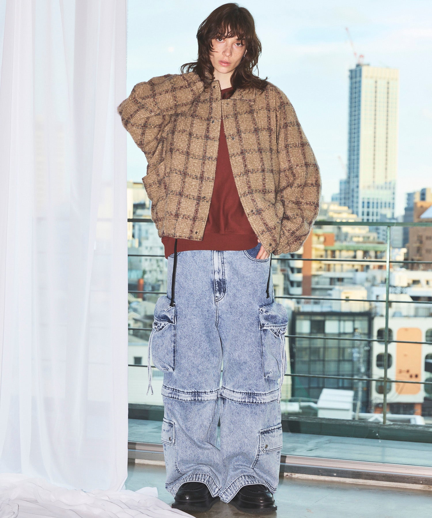 【Italian Dead Stock Fabric】Prime-Over Curved Pocket Blouson