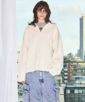 Gradation Short Length Prime-Over V-Neck Knit Pullover