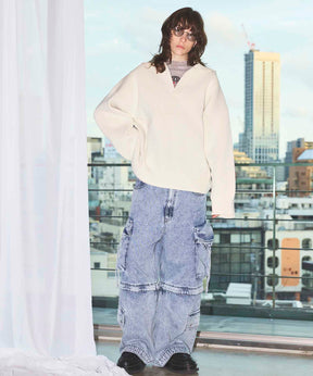 Big Pocket 2way Buggy Denim Cargo Pants