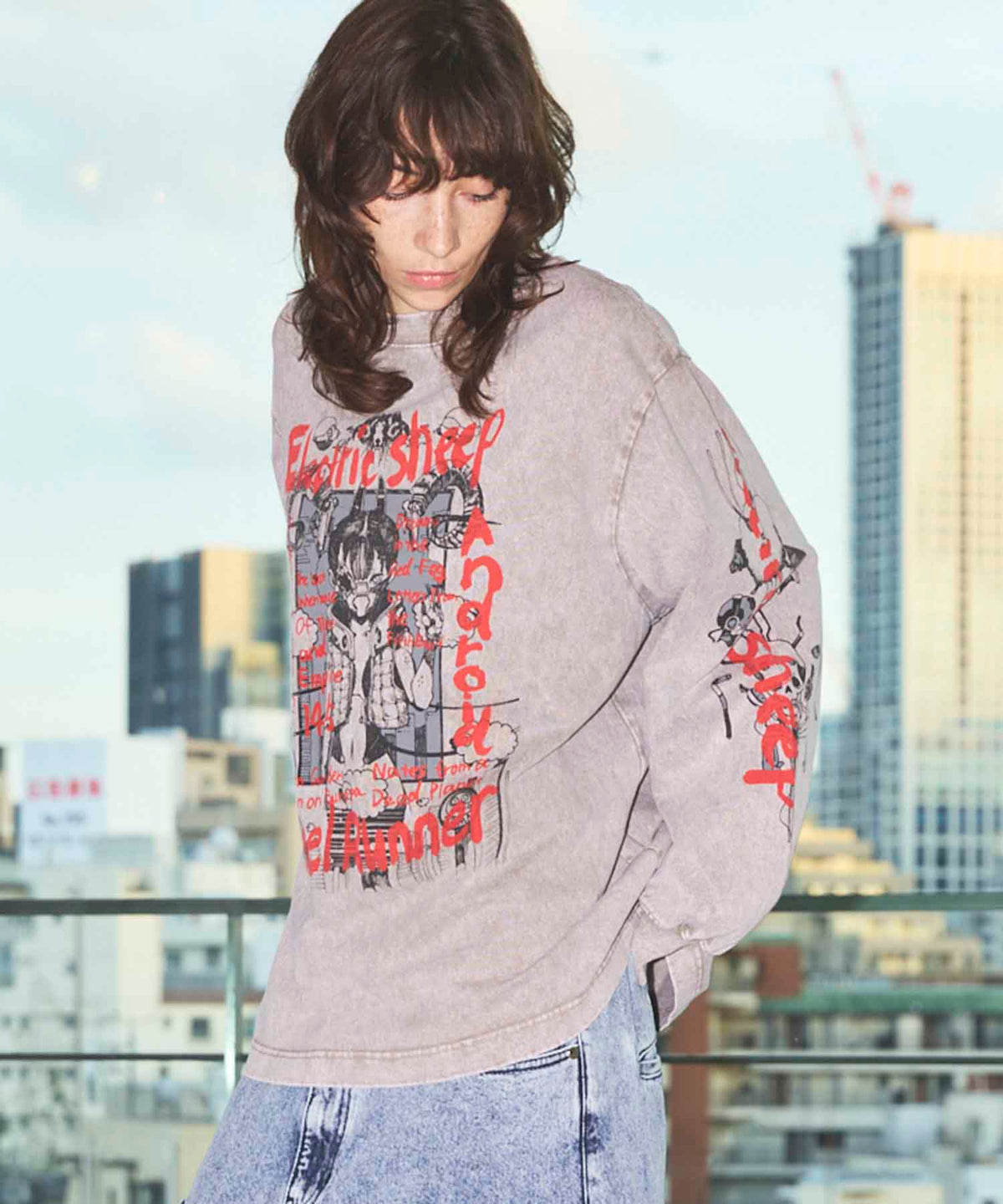 Artist Graphical Embroidery Prime-Over Crew Neck Long Sleeve T-Shirt