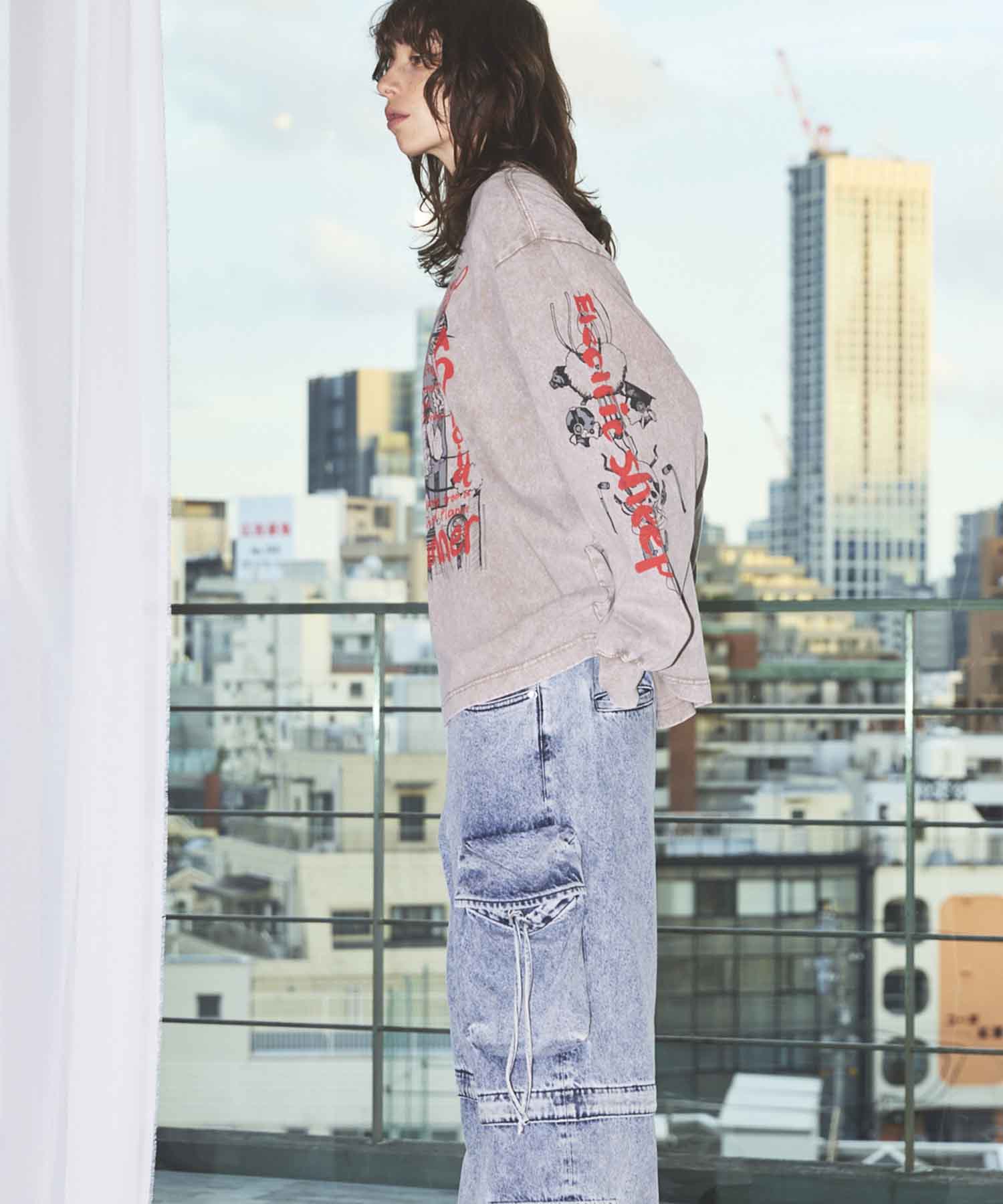 Artist Graphical Embroidery Prime-Over Crew Neck Long Sleeve T-Shirt