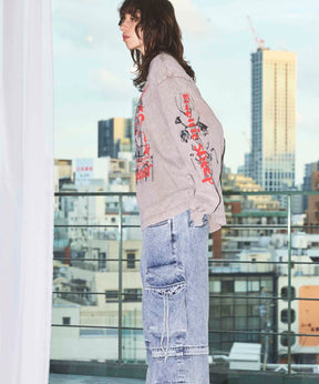 Artist Graphical Embroidery Prime-Over Crew Neck Long Sleeve T-Shirt