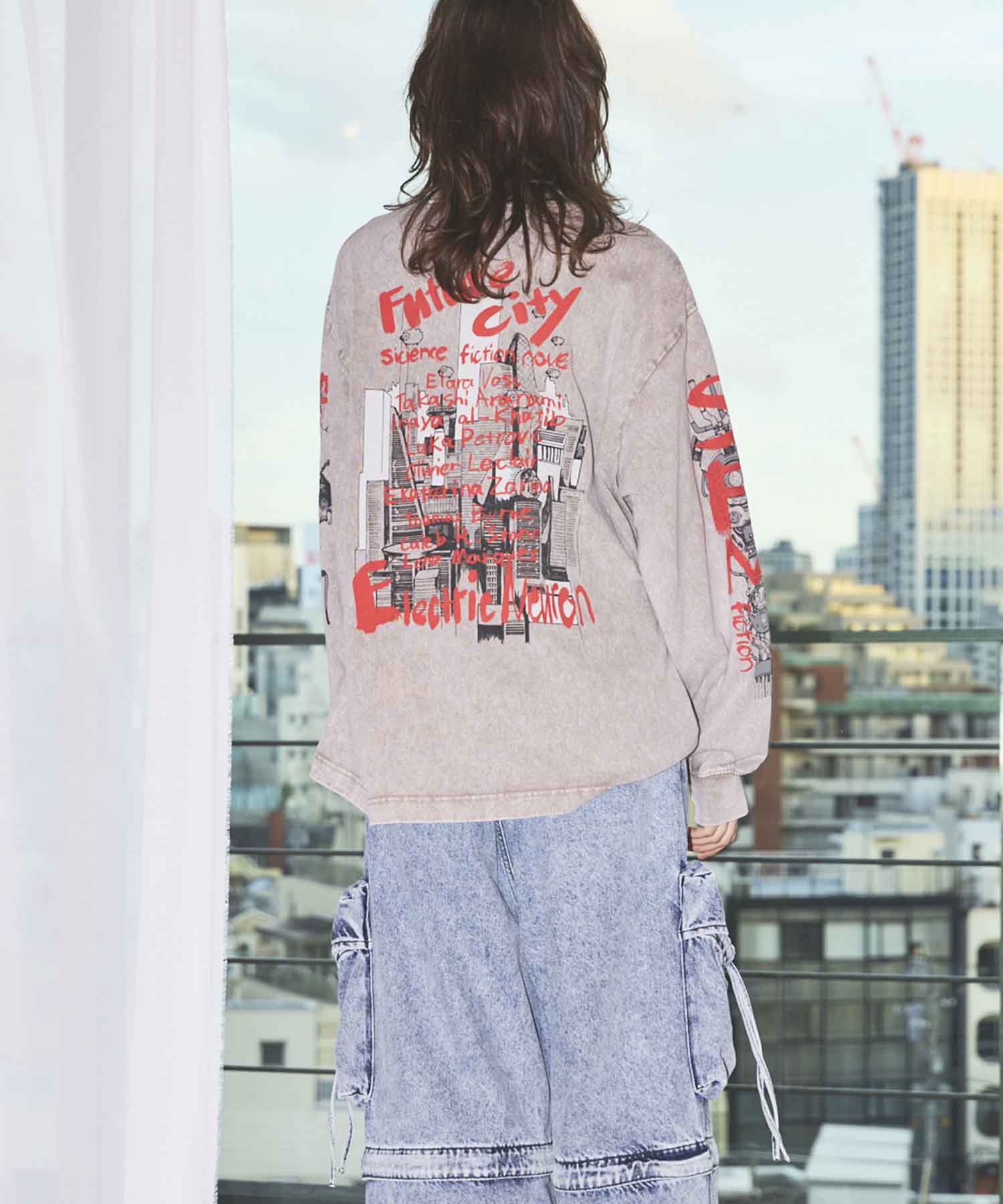 Artist Graphical Embroidery Prime-Over Crew Neck Long Sleeve T-Shirt