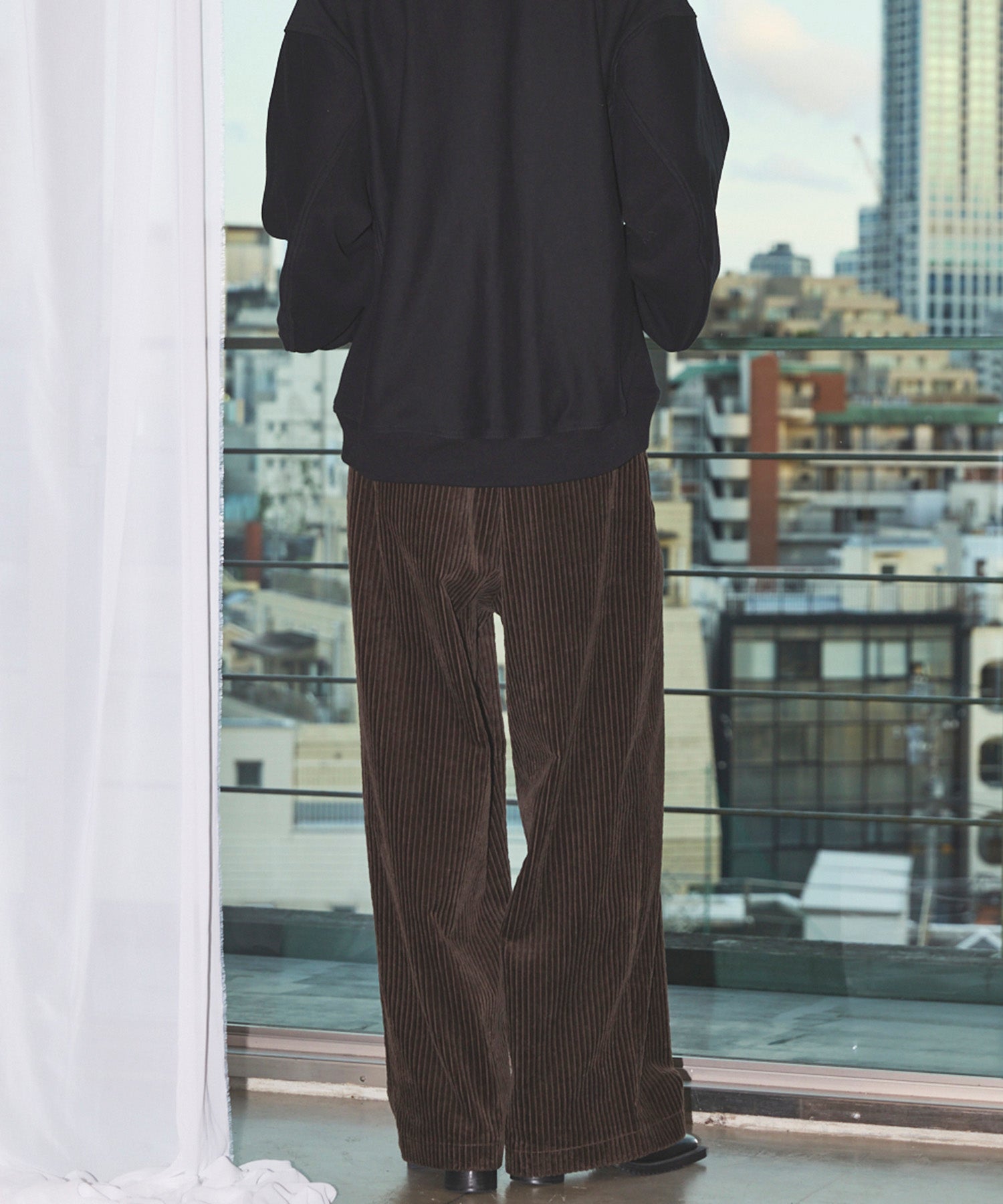 Wide-Wale Corduroy One-Tuck Pants