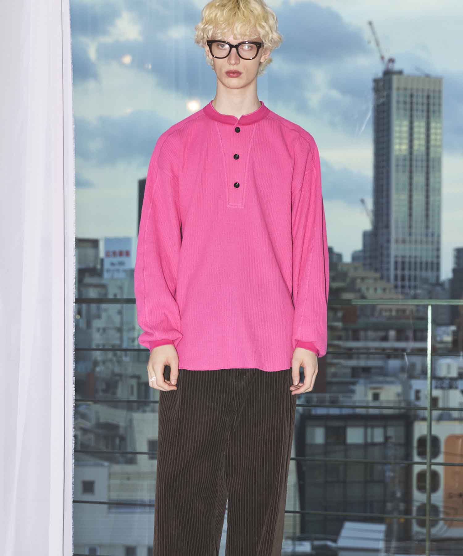 Prime-Over Crew Neck Long Sleeve Waffle T-Shirt