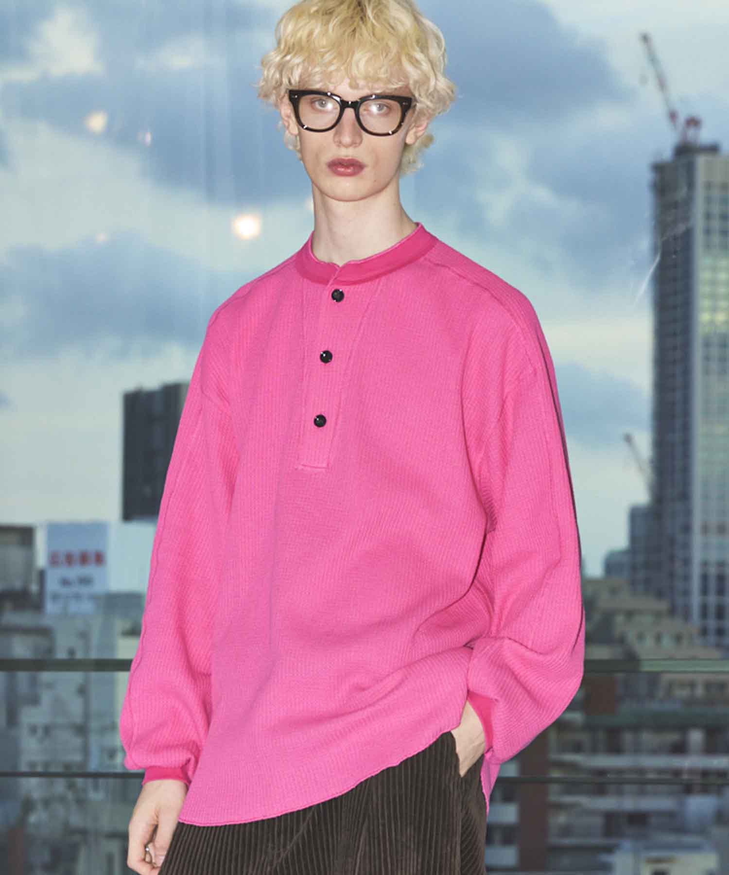 Prime-Over Crew Neck Long Sleeve Waffle T-Shirt