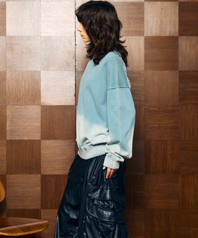 Gradation Dye Prime-Over Crew Neck Knit Pullover